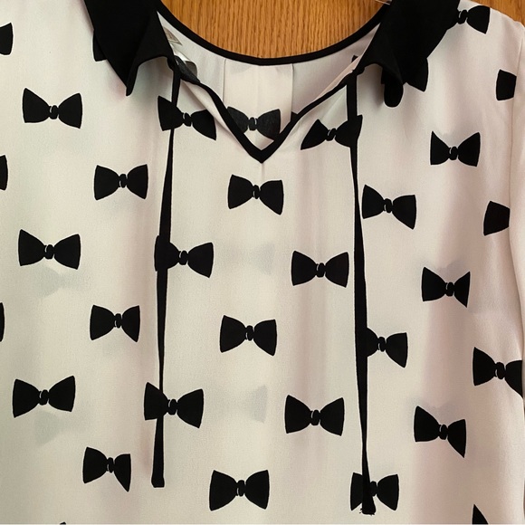 Lauren Conrad Blouse Black Bows Women Size Large - Picture 8 of 16